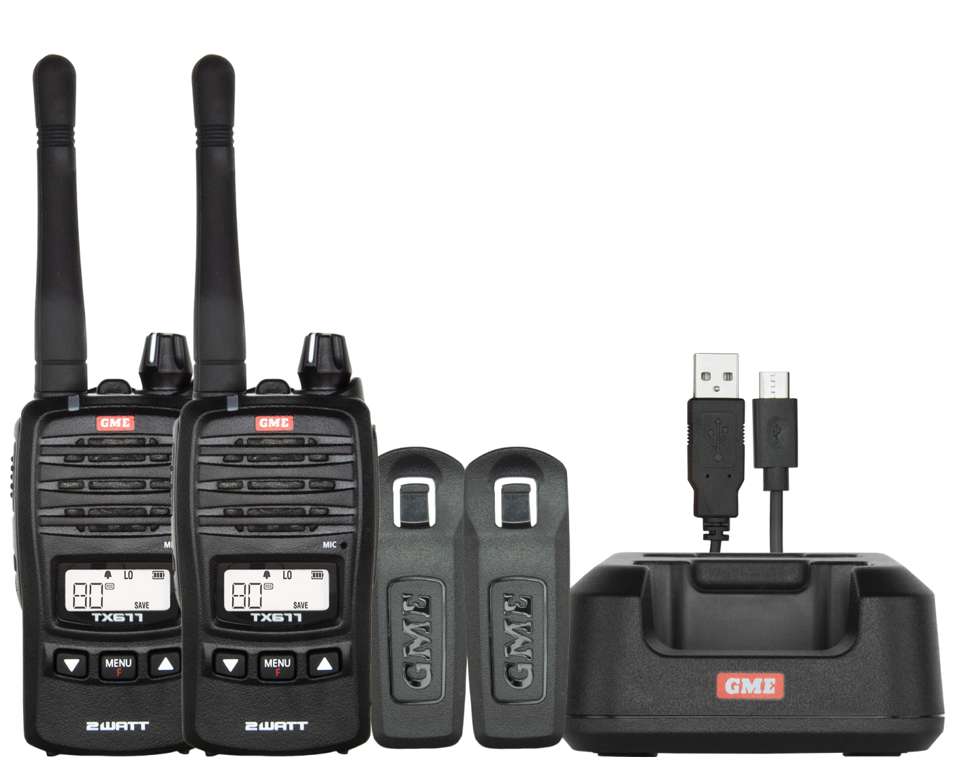 GME 2 Watt UHF CB Handheld Radio - Twin Pack