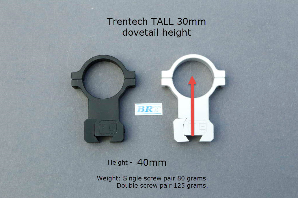 TRENTECH 30MM DOVETAIL SCOPE RINGS – DOUBLE SCREW TYPE - BLACK
