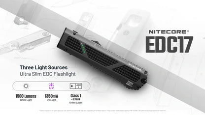 Nitecore EDC17 1500 – Lumen High Power UV plus Laser EDC Flashlight