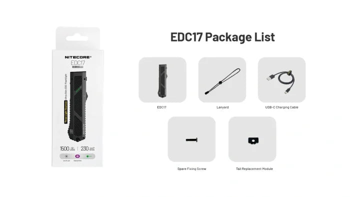 Nitecore EDC17 1500 – Lumen High Power UV plus Laser EDC Flashlight