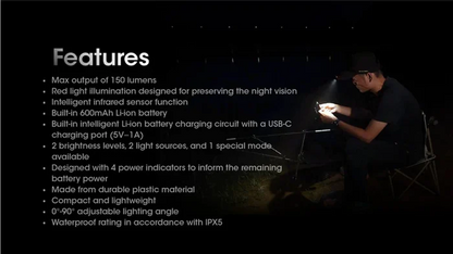 Nitecore NU11 Clip-on Cap Light with IR Sensor — 150 Lumens