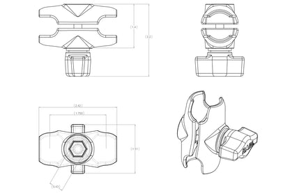 RAM Mount Double Socket Arm - B Size Short