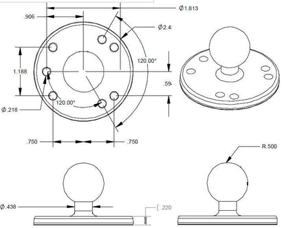 RAM Mount 25mm (1") Small Ball and Base
