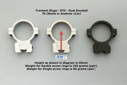 TRENTECH 30MM DOVETAIL SCOPE RINGS – SINGLE SCREW TYPE