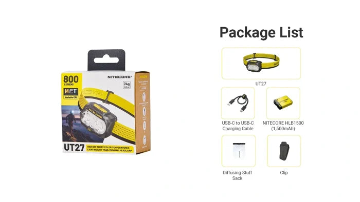 Nitecore UT27 MCT Triple Temperature LED Lightweight Headlamp – Black