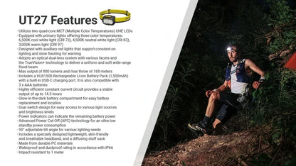 Nitecore UT27 MCT Triple Temperature LED Lightweight Headlamp – Black
